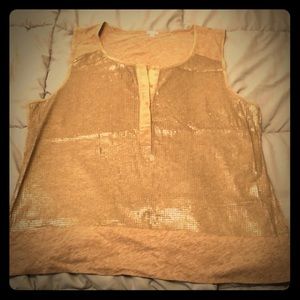 J Crew Sequin 1/4 Button Tank